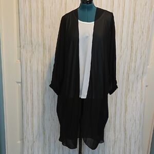 Black Sheer Open Cardigan